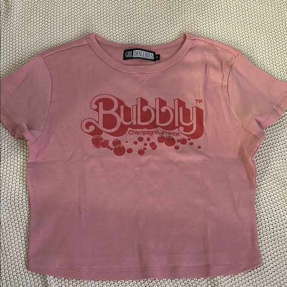NEW Girl Dangerous Bubbly pink crop tee - Picture 1 of 4